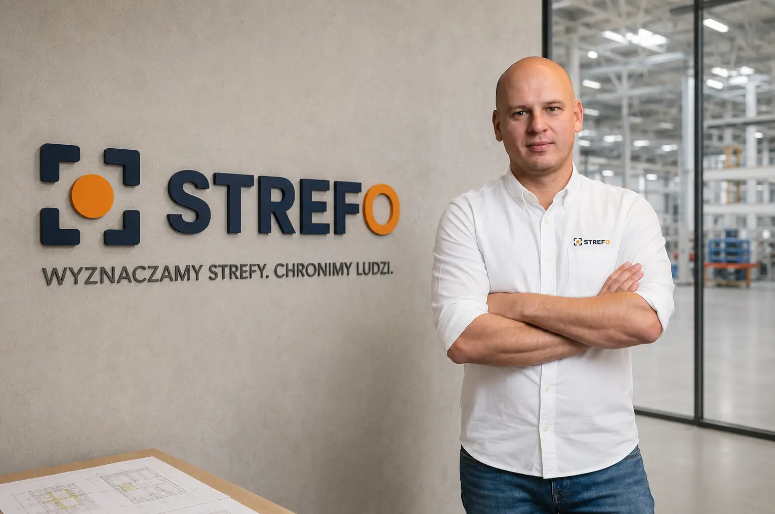 Mariusz Jędorowski, founder of STREFO, in an industrial environment